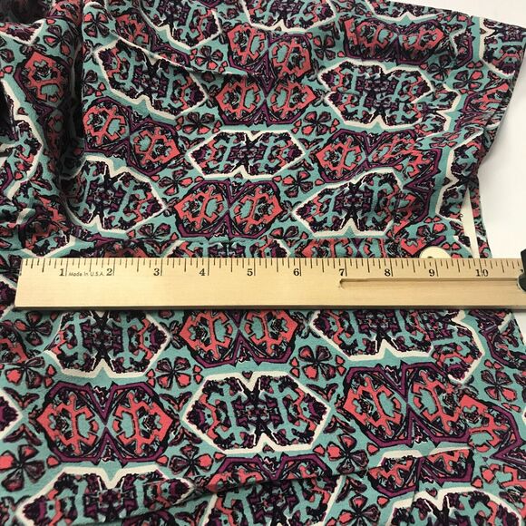 Anthropologie Elevenses Wide Leg Pant Womens 0 Blue Pink Flat Front Mid Rise - Picture 11 of 13